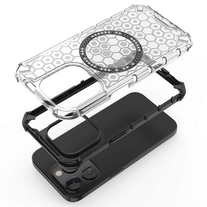 Husa MagSafe pentru Apple iPhone 15 Pro Max, Techsuit, HoneyComb Shield, Neagra
