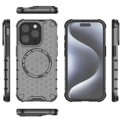 Husa MagSafe pentru Apple iPhone 15 Pro Max, Techsuit, HoneyComb Shield, Neagra