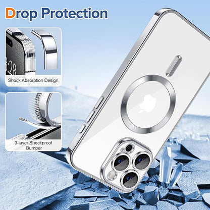 Husa MagSafe pentru Apple iPhone 15 Pro Max, Techsuit, Luxury Crystal, Argintie