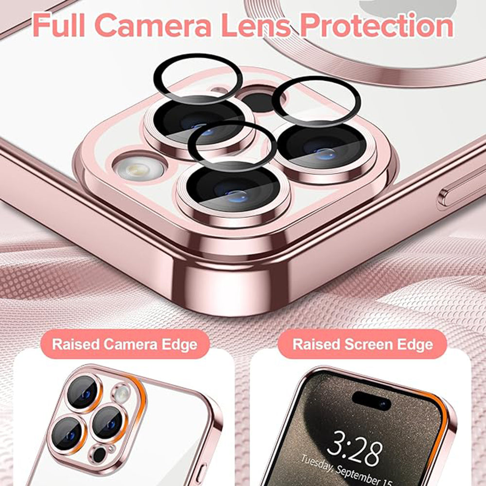 Husa MagSafe pentru Apple iPhone 15 Pro Max, Techsuit, Luxury Crystal, Roz