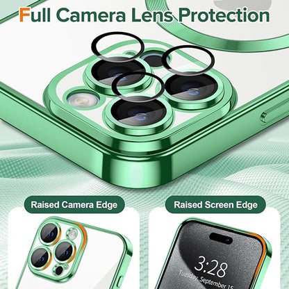 Husa MagSafe pentru Apple iPhone 15 Pro Max, Techsuit, Luxury Crystal, Verde Deschis