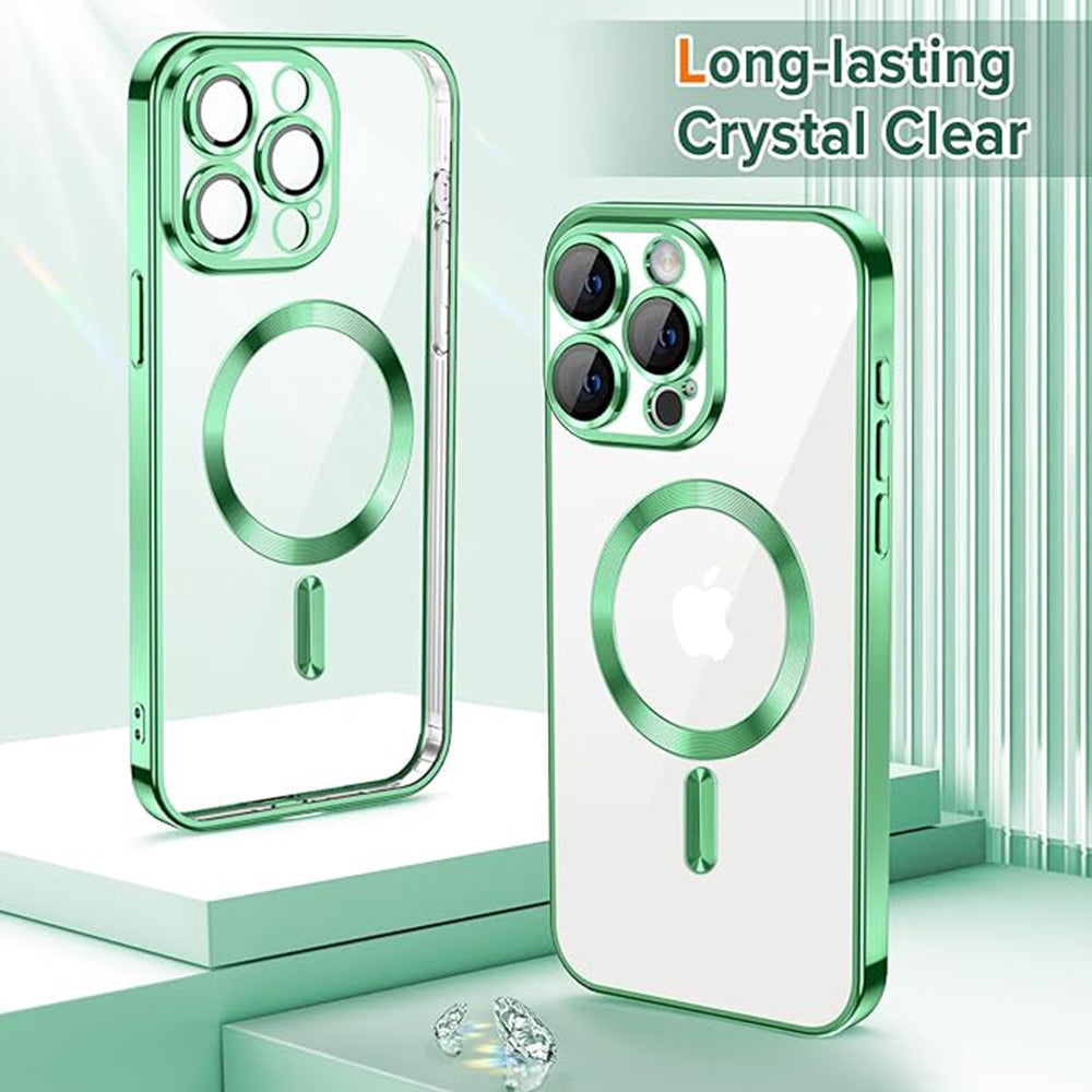 Husa MagSafe pentru Apple iPhone 15 Pro Max, Techsuit, Luxury Crystal, Verde Deschis