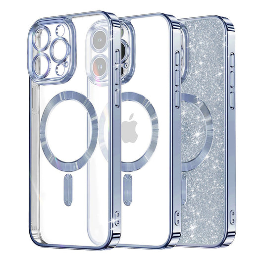 Husa MagSafe pentru Apple iPhone 15 Pro Max, Techsuit, Luxury Glitter, Bleu