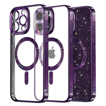 Husa MagSafe pentru Apple iPhone 15 Pro Max, Techsuit, Luxury Glitter, Mov Inchis