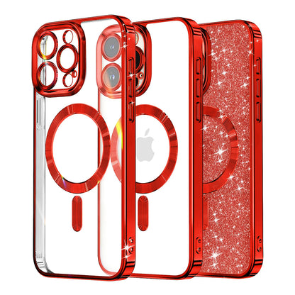 Husa MagSafe pentru Apple iPhone 15 Pro Max, Techsuit, Luxury Glitter, Rosie
