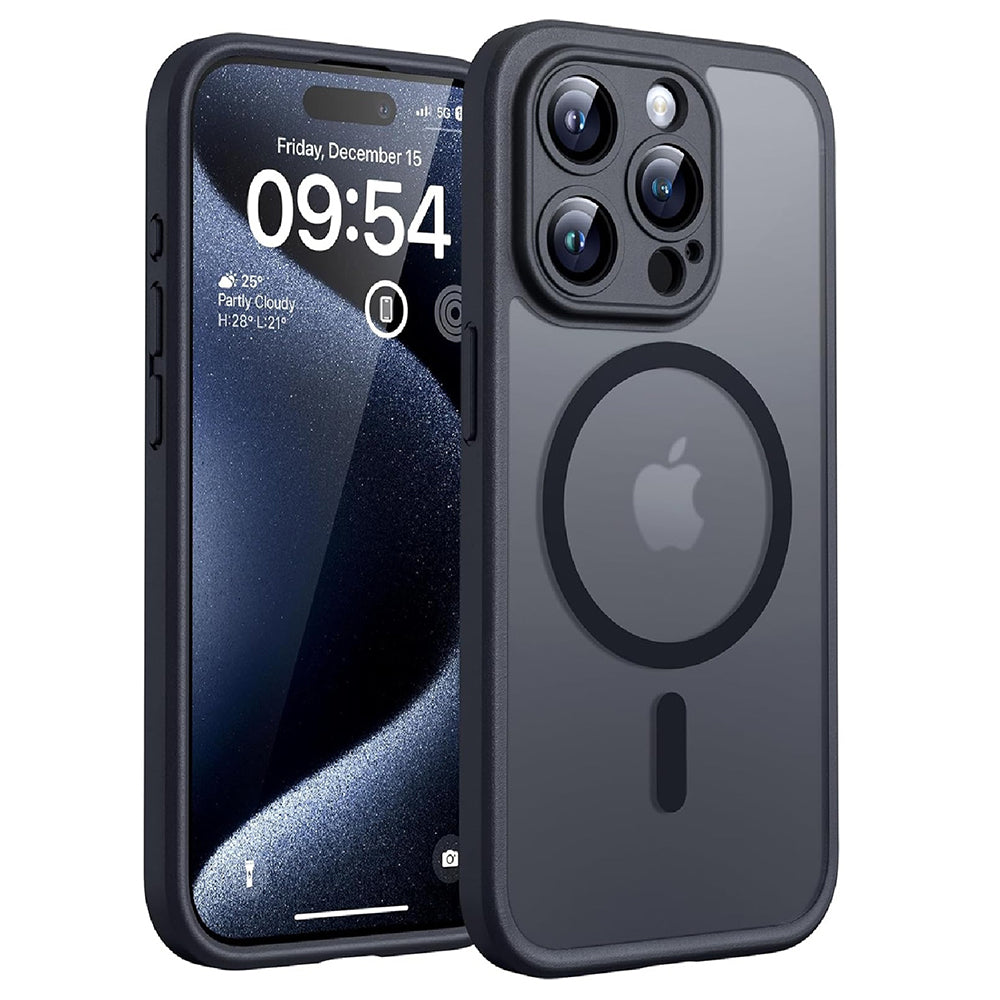 Husa MagSafe pentru Apple iPhone 15 Pro Max, Techsuit, PureFrost, Neagra Satinata