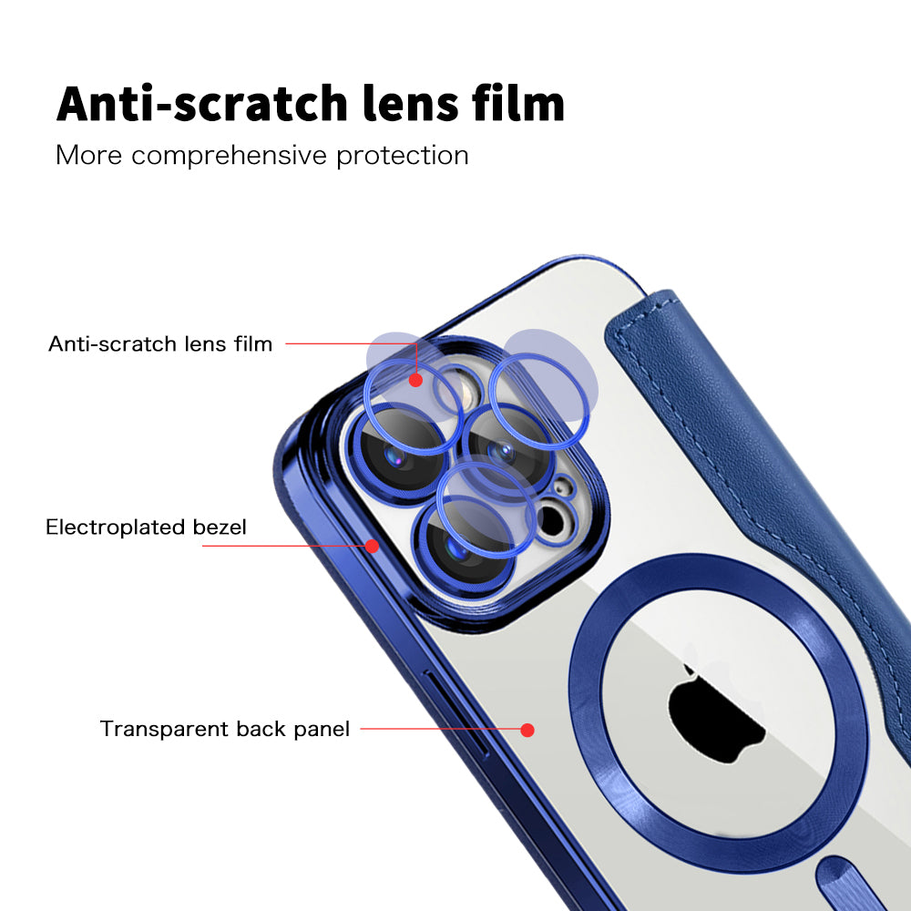 Husa MagSafe pentru Apple iPhone 15 Pro Max, Techsuit, SmartMag Book, Albastra