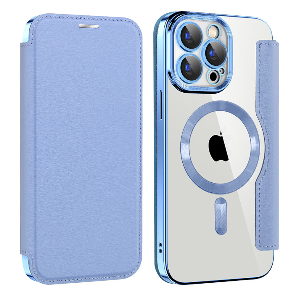 Husa MagSafe pentru Apple iPhone 15 Pro Max, Techsuit, SmartMag Book, Bleu