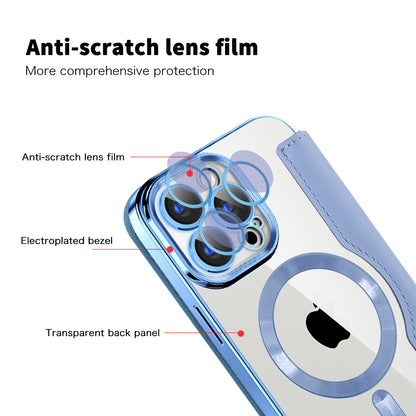 Husa MagSafe pentru Apple iPhone 15 Pro Max, Techsuit, SmartMag Book, Bleu