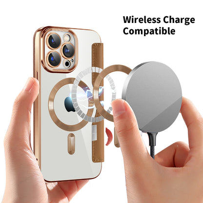 Husa MagSafe pentru Apple iPhone 15 Pro Max, Techsuit, SmartMag Book, Maro