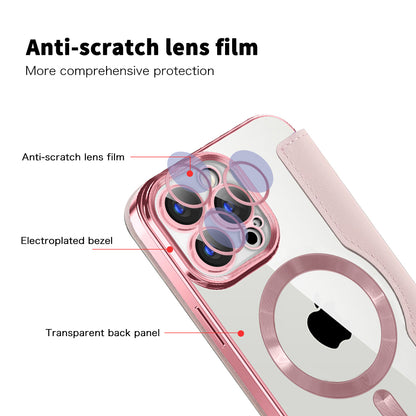 Husa MagSafe pentru Apple iPhone 15 Pro Max, Techsuit, SmartMag Book, Roz