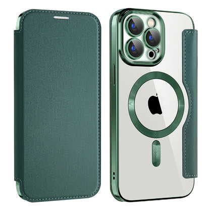 Husa MagSafe pentru Apple iPhone 15 Pro Max, Techsuit, SmartMag Book, Verde