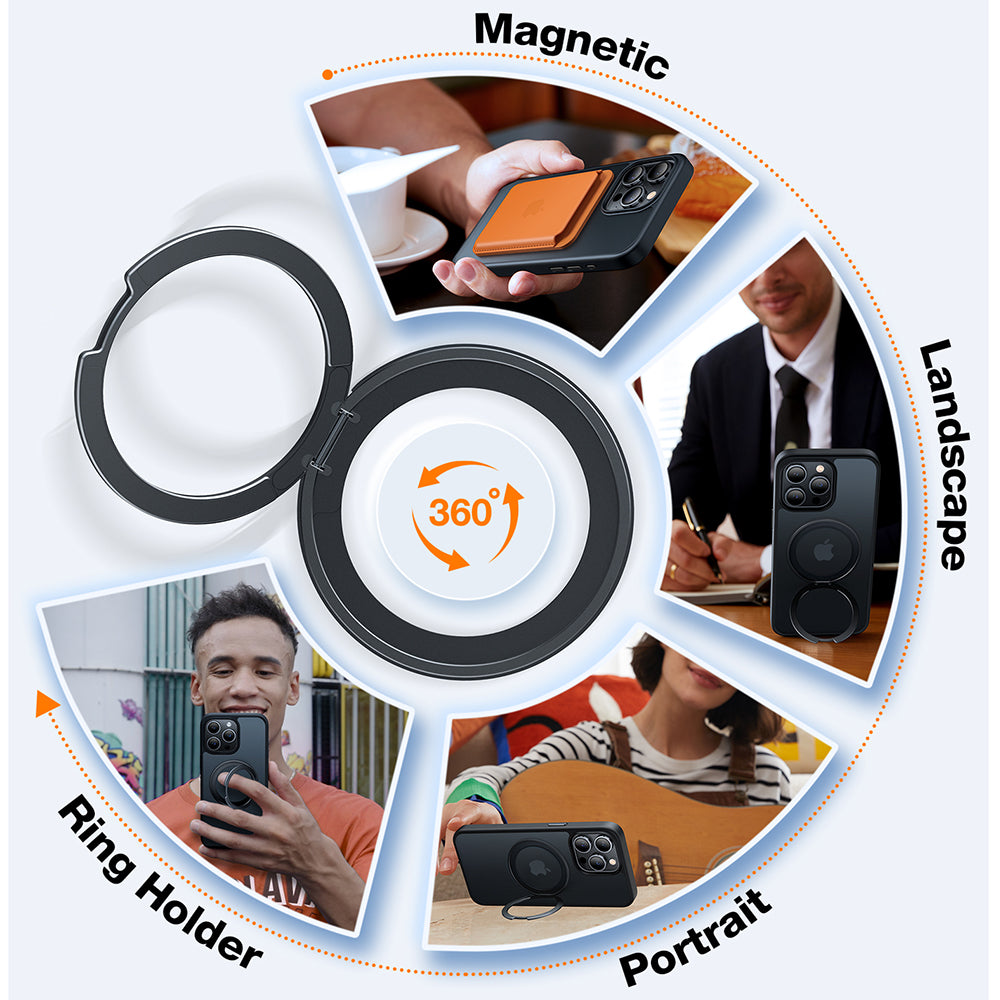 Husa MagSafe pentru Apple iPhone 15 Pro Max, Torras, Ostand Pro, Neagra