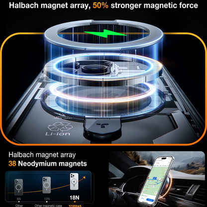 Husa MagSafe pentru Apple iPhone 15 Pro Max, Torras, Ostand, Transparenta