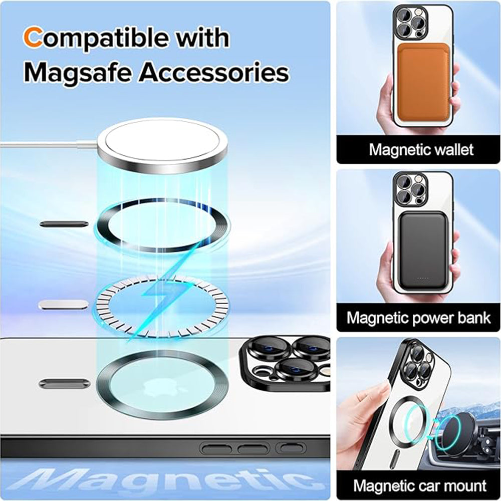 Husa MagSafe pentru Apple iPhone 15 Pro, Techsuit, Luxury Crystal, Neagra