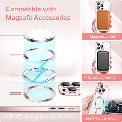 Husa MagSafe pentru Apple iPhone 15 Pro, Techsuit, Luxury Crystal, Roz
