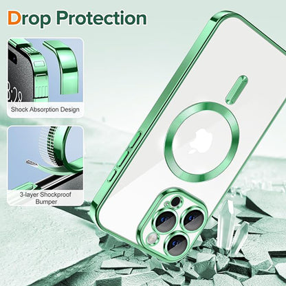 Husa MagSafe pentru Apple iPhone 15 Pro, Techsuit, Luxury Crystal, Verde Deschis