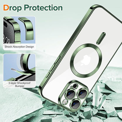 Husa MagSafe pentru Apple iPhone 15 Pro, Techsuit, Luxury Crystal, Verde Inchis