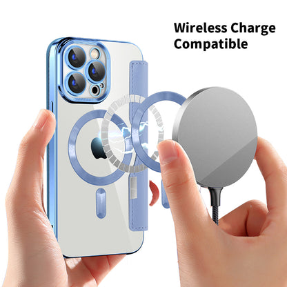 Husa MagSafe pentru Apple iPhone 15 Pro, Techsuit, SmartMag Book, Bleu