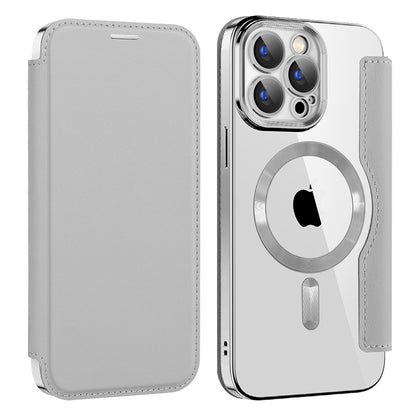 Husa MagSafe pentru Apple iPhone 15 Pro, Techsuit, SmartMag Book, Gri