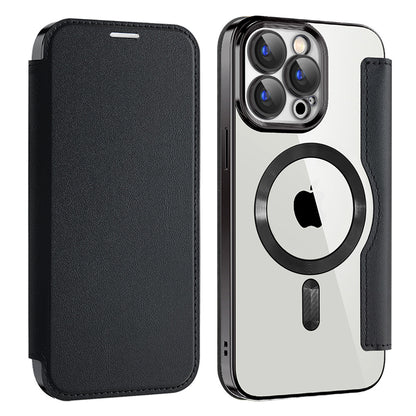 Husa MagSafe pentru Apple iPhone 15 Pro, Techsuit, SmartMag Book, Neagra