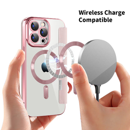 Husa MagSafe pentru Apple iPhone 15 Pro, Techsuit, SmartMag Book, Roz