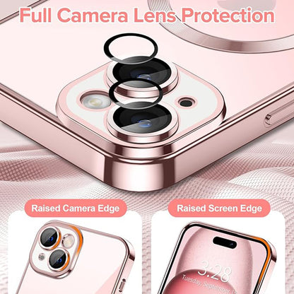Husa MagSafe pentru Apple iPhone 15, Techsuit, Luxury Crystal, Roz