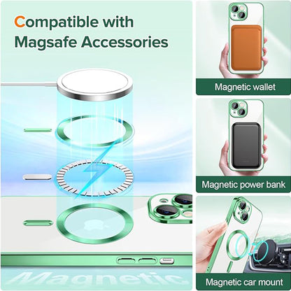 Husa MagSafe pentru Apple iPhone 15, Techsuit, Luxury Crystal, Verde Deschis