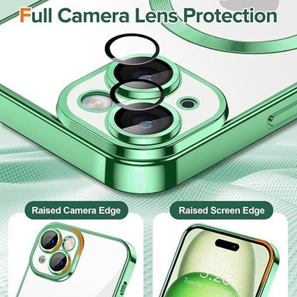 Husa MagSafe pentru Apple iPhone 15, Techsuit, Luxury Crystal, Verde Deschis