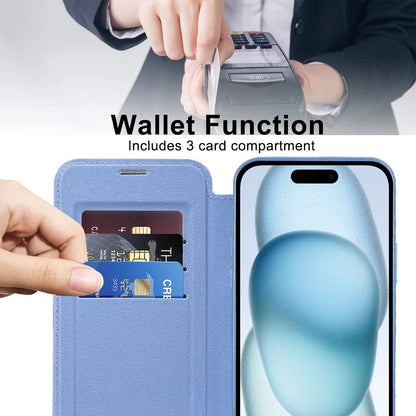 Husa MagSafe pentru Apple iPhone 15, Techsuit, SmartMag Book, Bleu