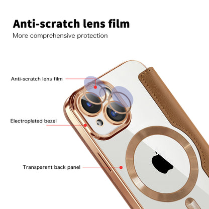Husa MagSafe pentru Apple iPhone 15, Techsuit, SmartMag Book, Maro