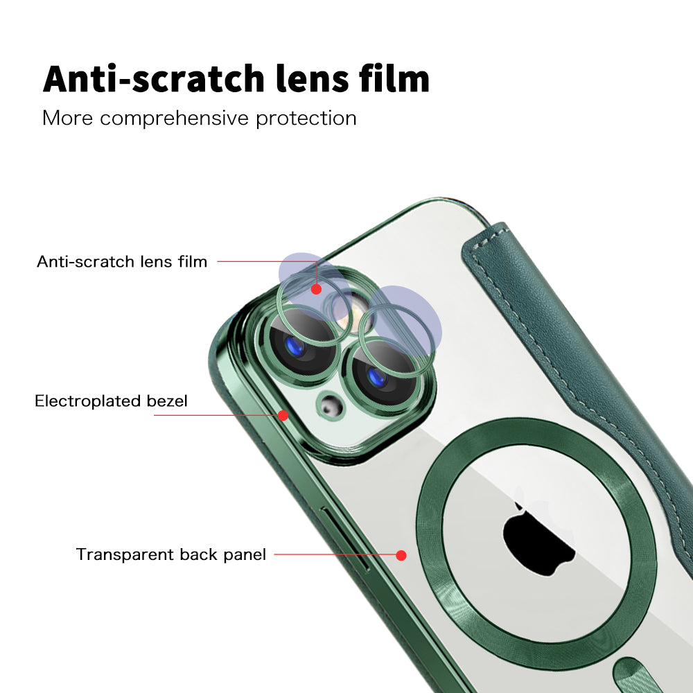 Husa MagSafe pentru Apple iPhone 15, Techsuit, SmartMag Book, Verde