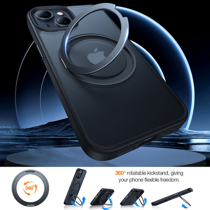 Husa MagSafe pentru Apple iPhone 15, Torras, Ostand Pro, Neagra