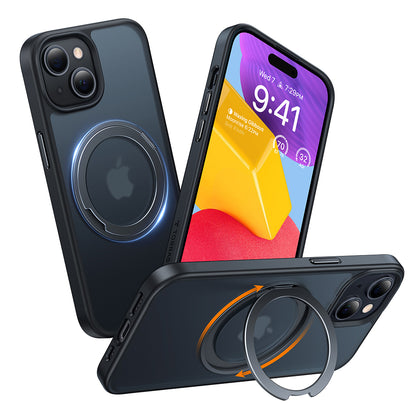 Husa MagSafe pentru Apple iPhone 15, Torras, Ostand Pro, Neagra