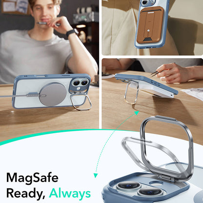 Husa MagSafe pentru Apple iPhone 16, ESR, Classic Hybrid Kickstand, Albastra Transparenta