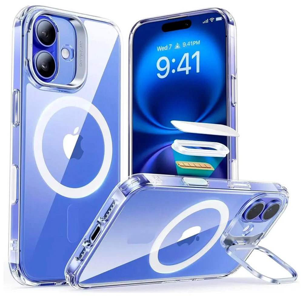 Husa MagSafe pentru Apple iPhone 16, ESR, Classic Hybrid Kickstand Slide, Transparenta