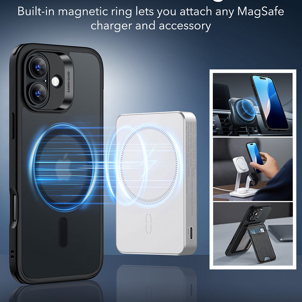 Husa MagSafe pentru Apple iPhone 16, ESR, Classic Hybrid, Neagra Satinata