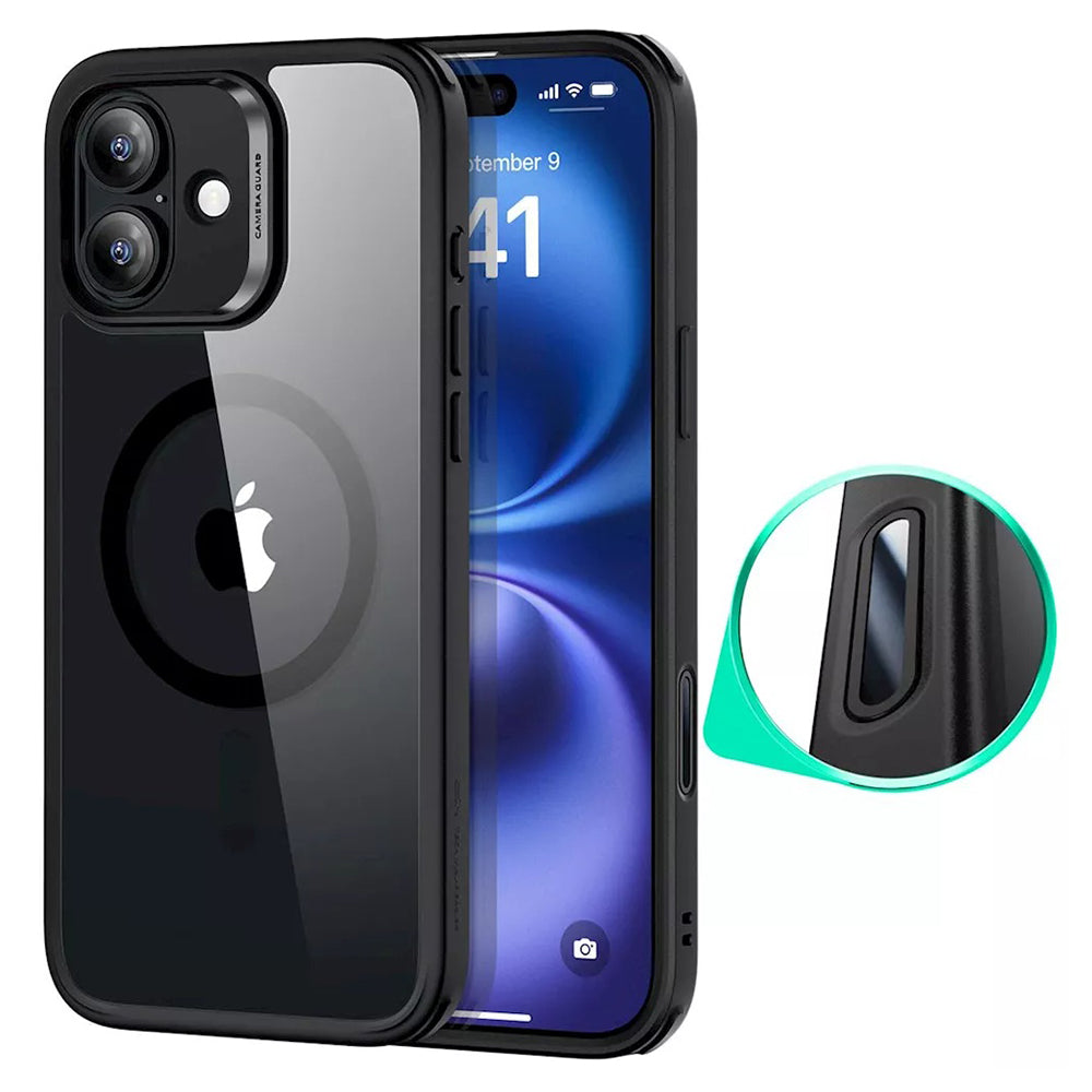 Husa MagSafe pentru Apple iPhone 16, ESR, Classic Hybrid Slide, Neagra Transparenta