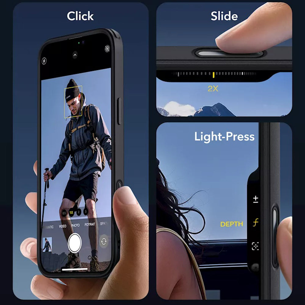 Husa MagSafe pentru Apple iPhone 16, ESR, Classic Hybrid Slide, Neagra Transparenta