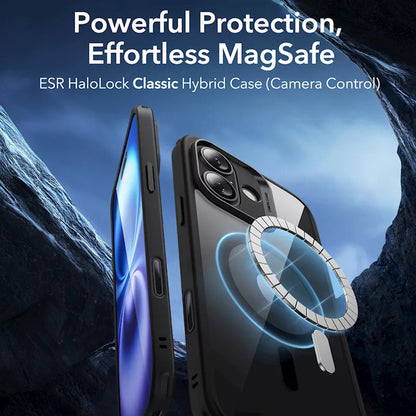 Husa MagSafe pentru Apple iPhone 16, ESR, Classic Hybrid Slide, Neagra Transparenta