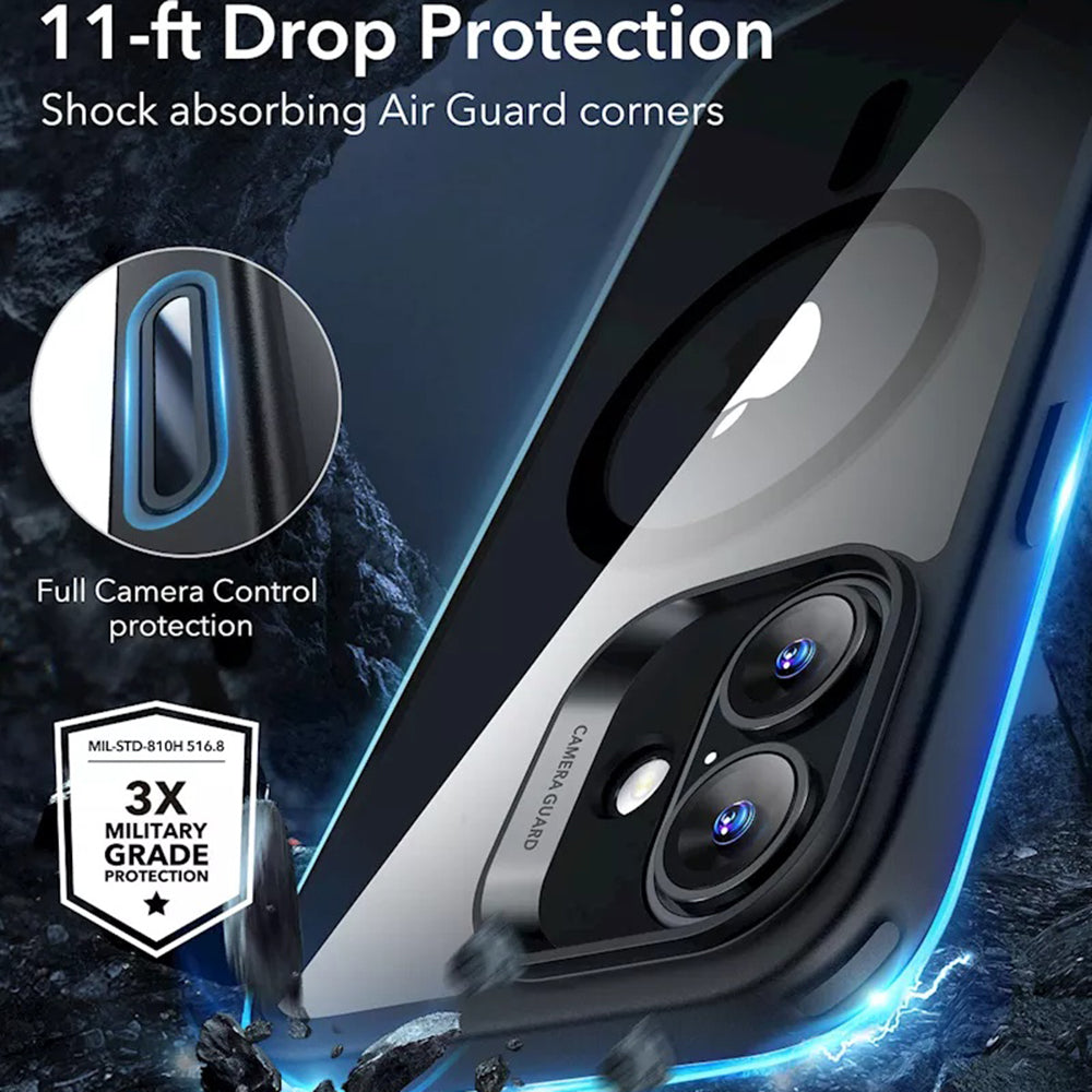 Husa MagSafe pentru Apple iPhone 16, ESR, Classic Hybrid Slide, Neagra Transparenta