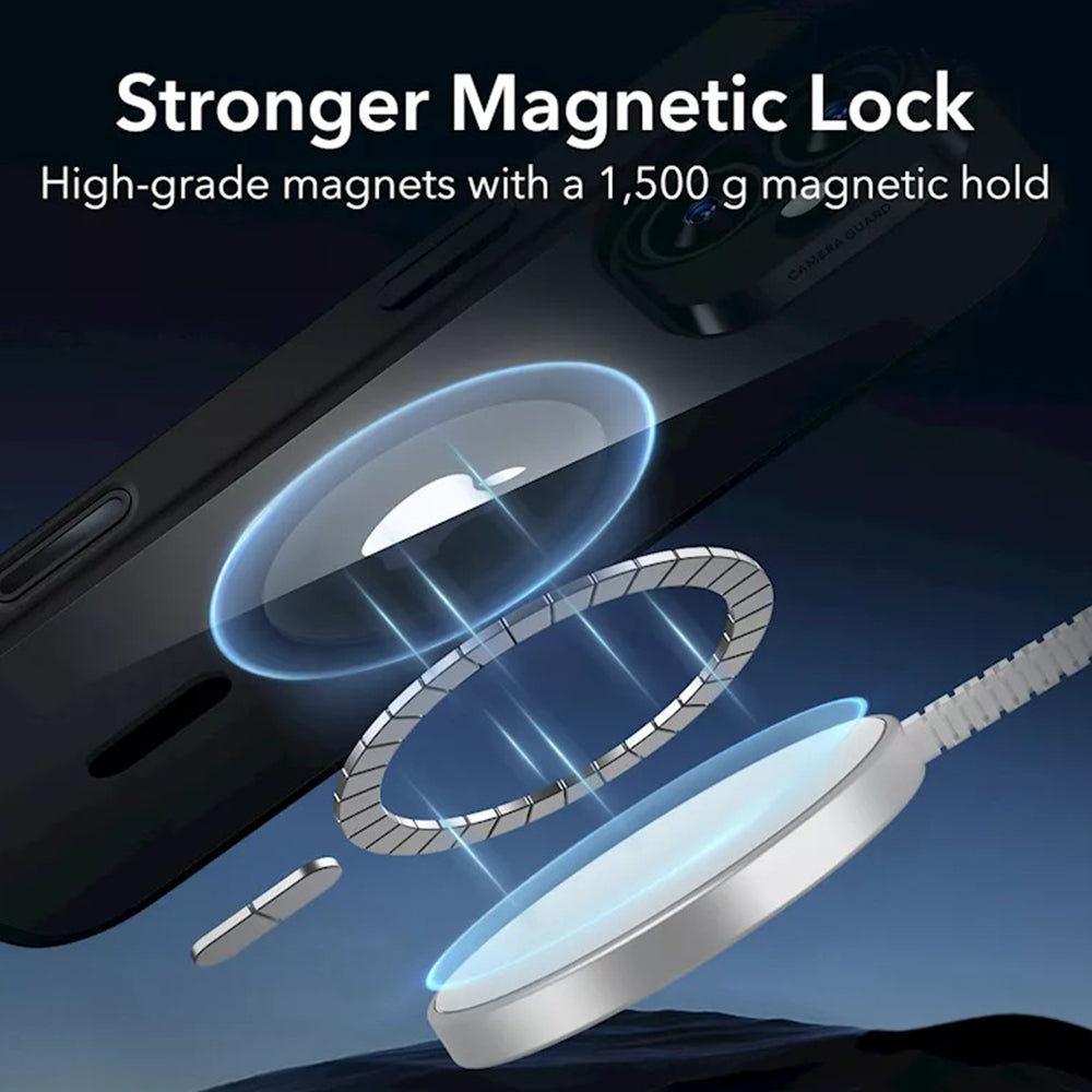 Husa MagSafe pentru Apple iPhone 16, ESR, Classic Hybrid Slide, Neagra Transparenta