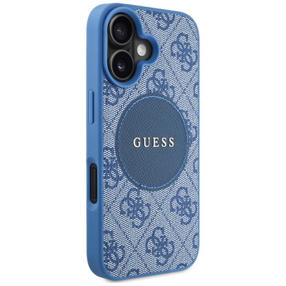 Husa MagSafe pentru Apple iPhone 16, Guess, 4G Circle Classic Logo, Albastra