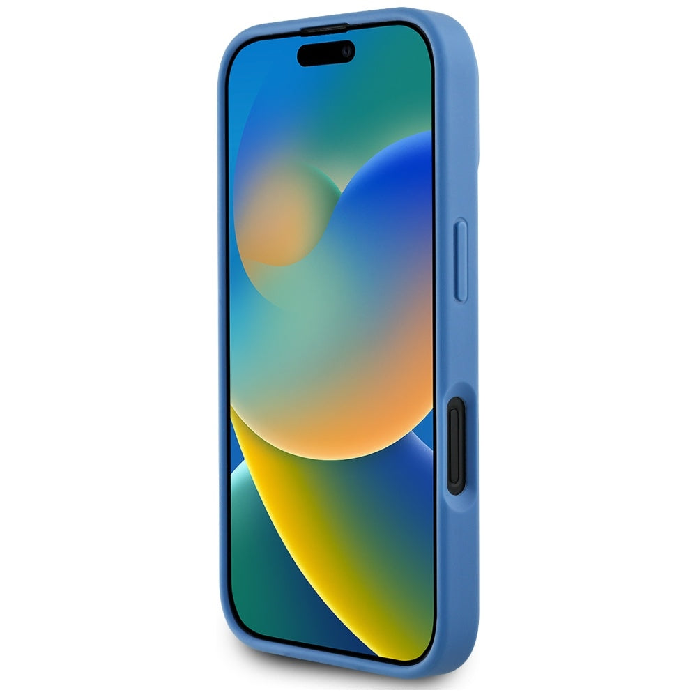 Husa MagSafe pentru Apple iPhone 16, Guess, 4G Circle Classic Logo, Albastra