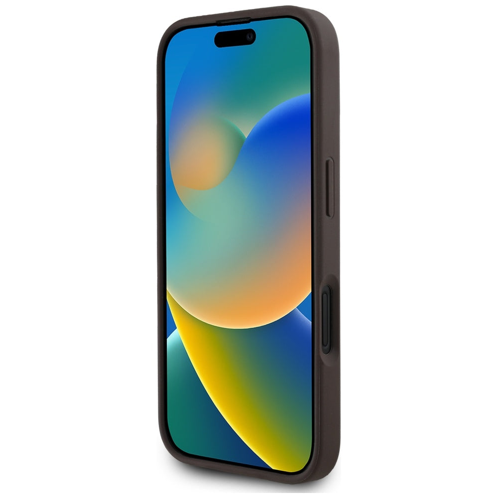 Husa MagSafe pentru Apple iPhone 16, Guess, 4G Circle Classic Logo, Maro