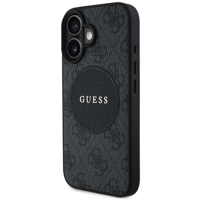 Husa MagSafe pentru Apple iPhone 16, Guess, 4G Circle Classic Logo, Neagra