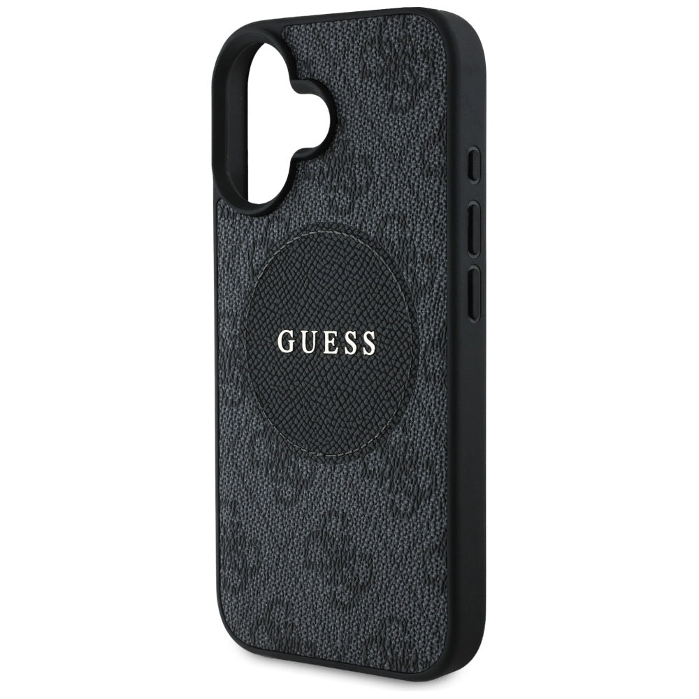 Husa MagSafe pentru Apple iPhone 16, Guess, 4G Circle Classic Logo, Neagra