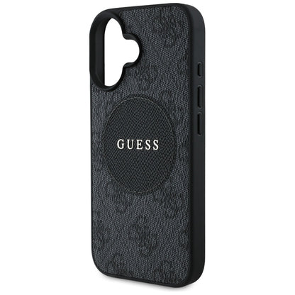 Husa MagSafe pentru Apple iPhone 16, Guess, 4G Circle Classic Logo, Neagra