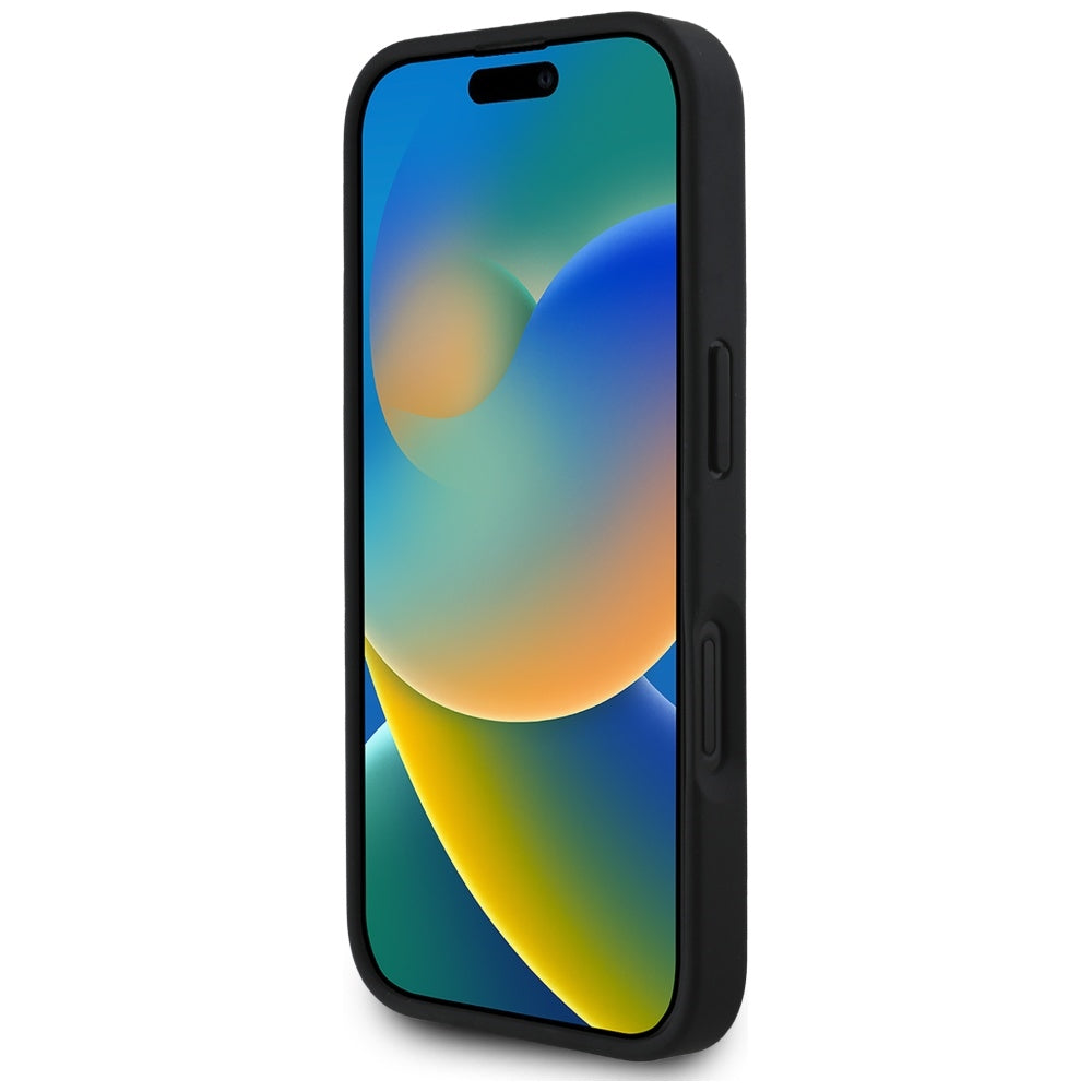 Husa MagSafe pentru Apple iPhone 16, Guess, 4G Circle Classic Logo, Neagra