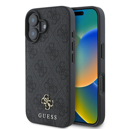 Husa MagSafe pentru Apple iPhone 16, Guess, 4G Classic, Neagra